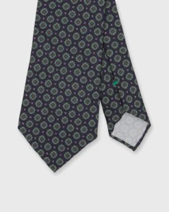 Silk Print Tie In Charcoal/Mint/Lilac Circle