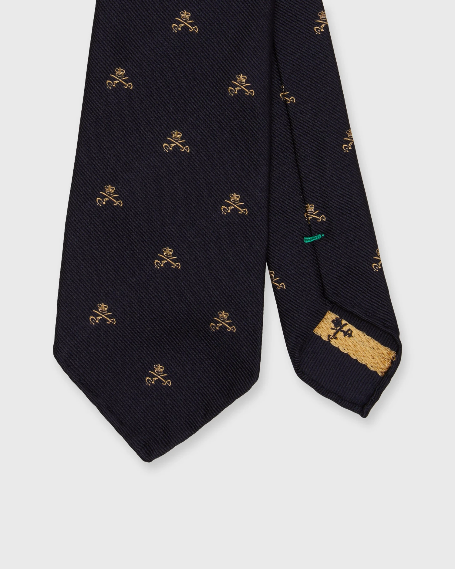 Silk Club Tie In Midnight/Maize Crown And Swords 1 Silk Club Tie In Midnight/Maize Crown And Swords