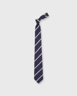 Silk Woven Tie In Navy/Bone Bar Stripe -fashion S73492 29 copy