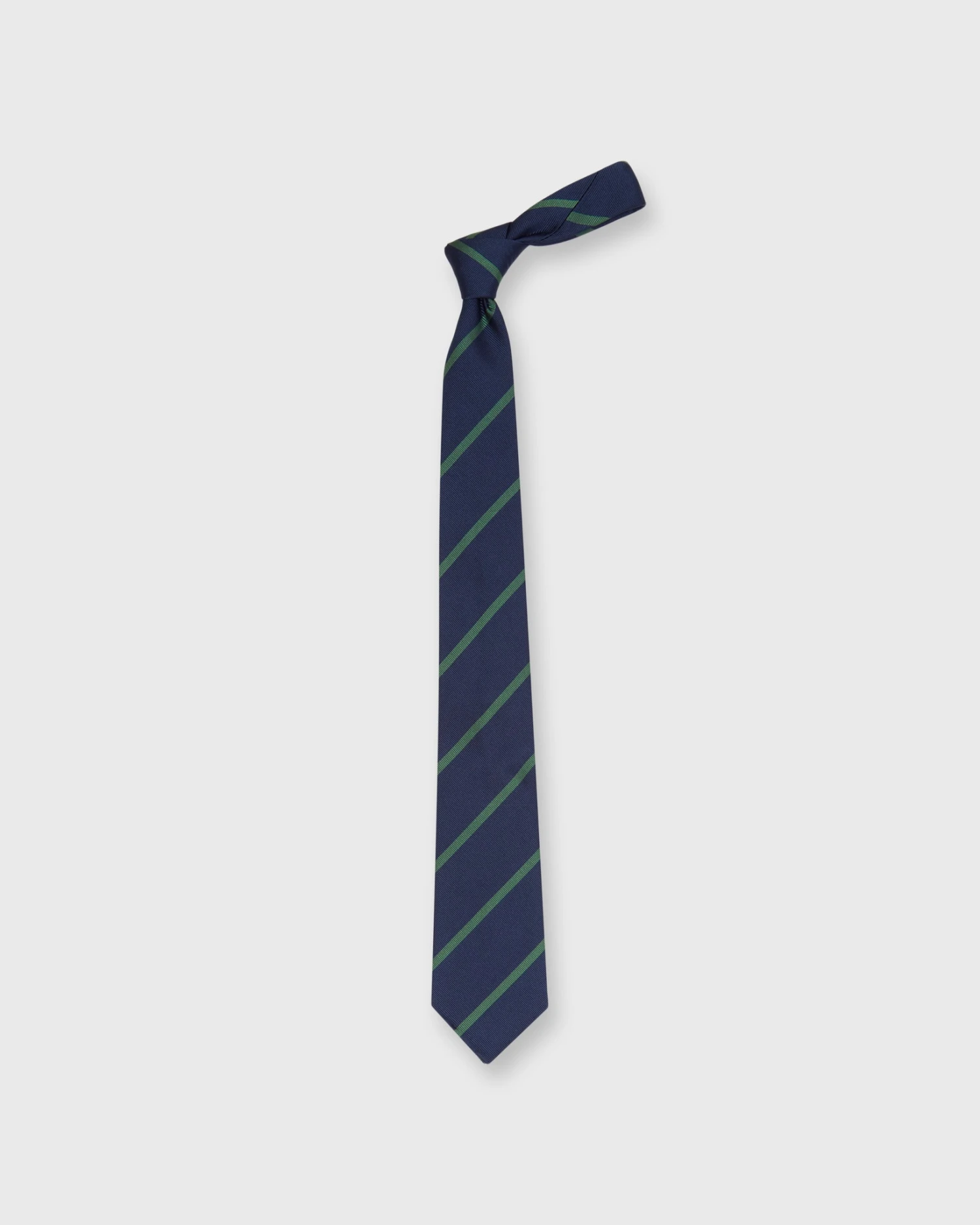 Silk Woven Tie In Blue/Green Bar Stripe 3 Silk Woven Tie In Blue/Green Bar Stripe - Image 3