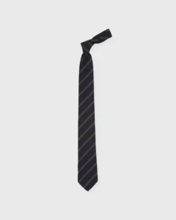 Wool/Cotton Woven Tie In Navy/Moss/Brown Stripe -fashion S73496 22