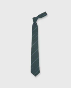 Wool/Cotton Woven Tie In Spruce/ Navy/Sky Stripe -fashion S73497 18 copy