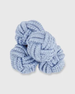 Small Silk Knot Cufflinks In Shirt Blue