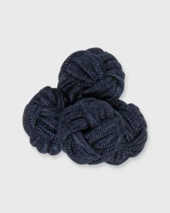 Large Silk Knot Cufflinks In Navy