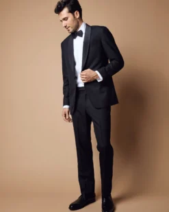Virgil No. 3 Shawl Collar Tuxedo In Black Wool With Silk Grosgrain Trim -fashion SM 23 OCT SHAWL TUX PDP 1