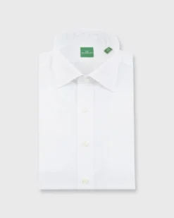 Spread Collar Dress Shirt In White Poplin