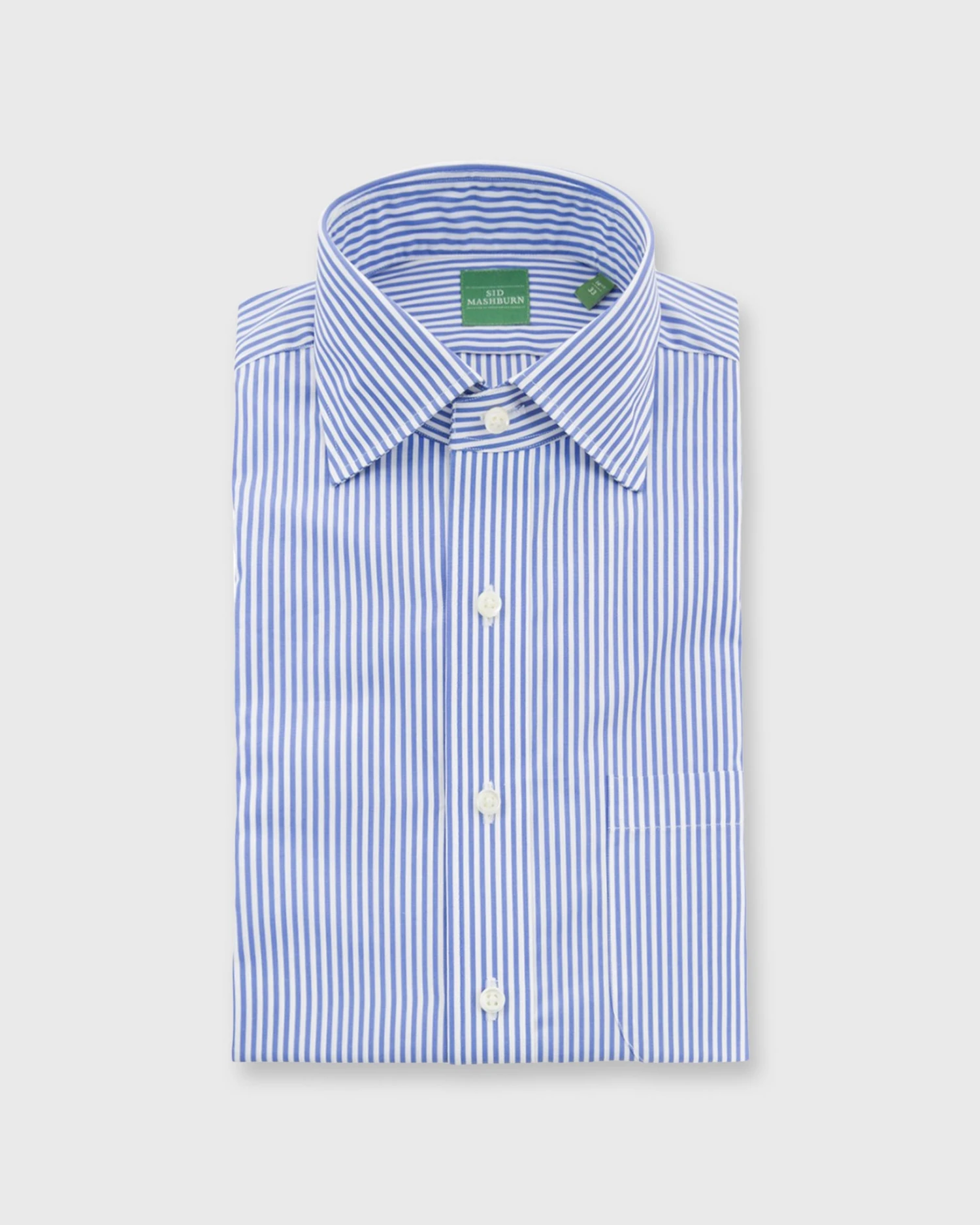 Spread Collar Dress Shirt In Blue Bengal Stripe Poplin 1 Spread Collar Dress Shirt In Blue Bengal Stripe Poplin