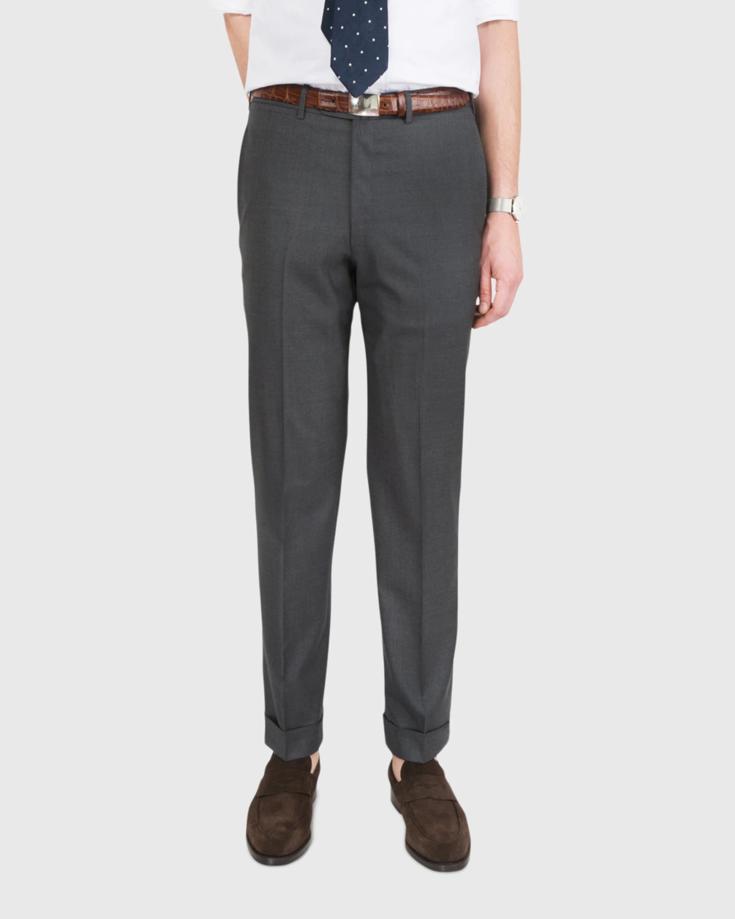 Dress Trouser In Charcoal Lightweight Twill 2 Dress Trouser In Charcoal Lightweight Twill - Image 2