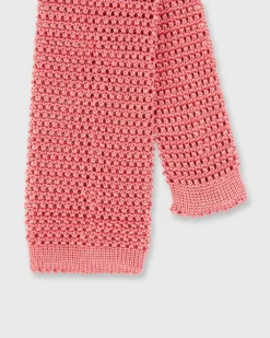 Silk Knit Tie In Coral