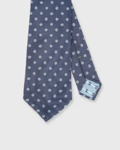 Silk Woven Tie In Navy/Sky Floral Spot