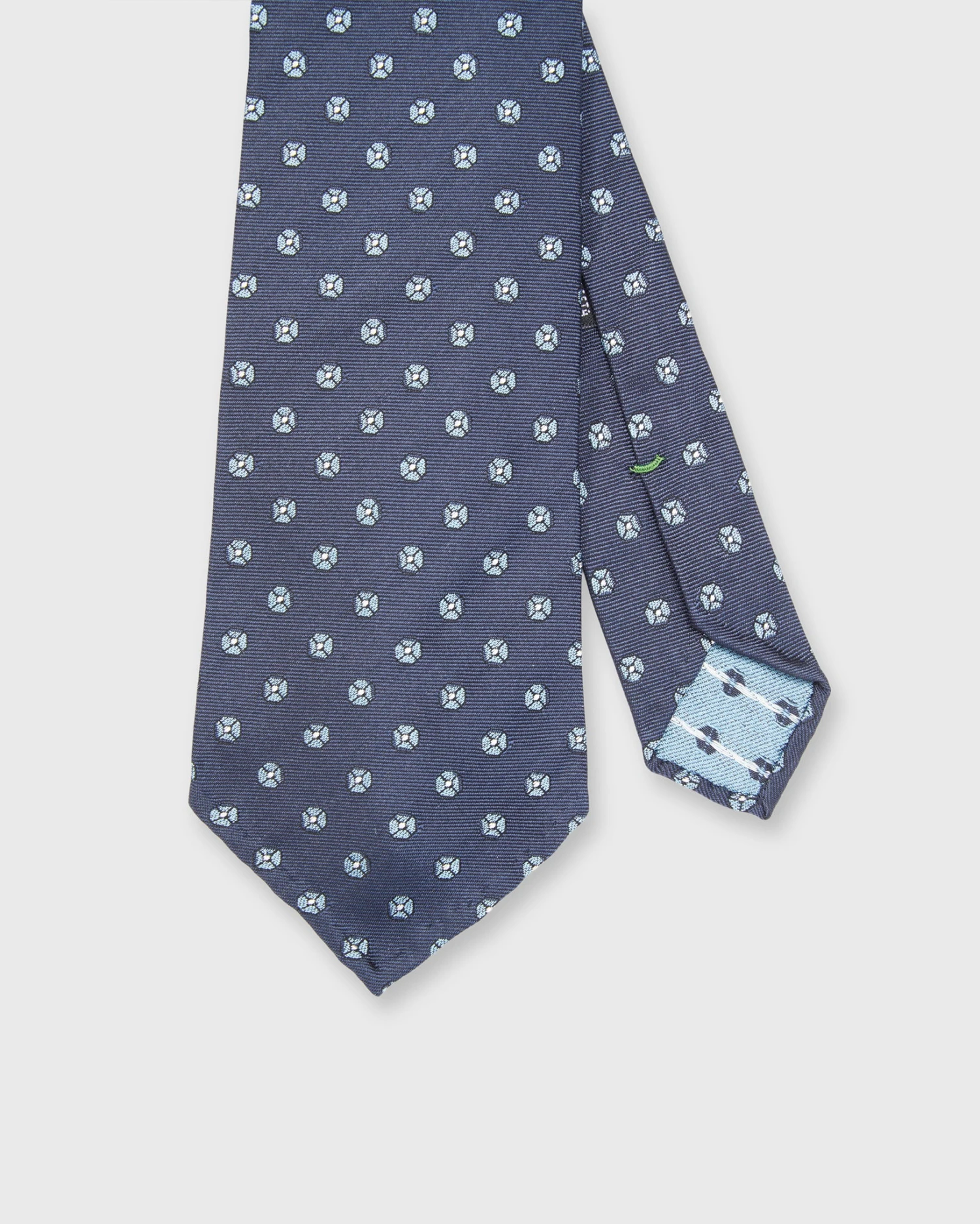 Silk Woven Tie In Navy/Sky Floral Spot 1 Silk Woven Tie In Navy/Sky Floral Spot