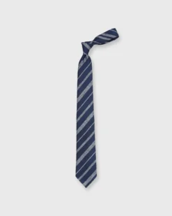 Linen/Silk Woven Tie In Navy/Sky Blue Stripe -fashion s71342 24