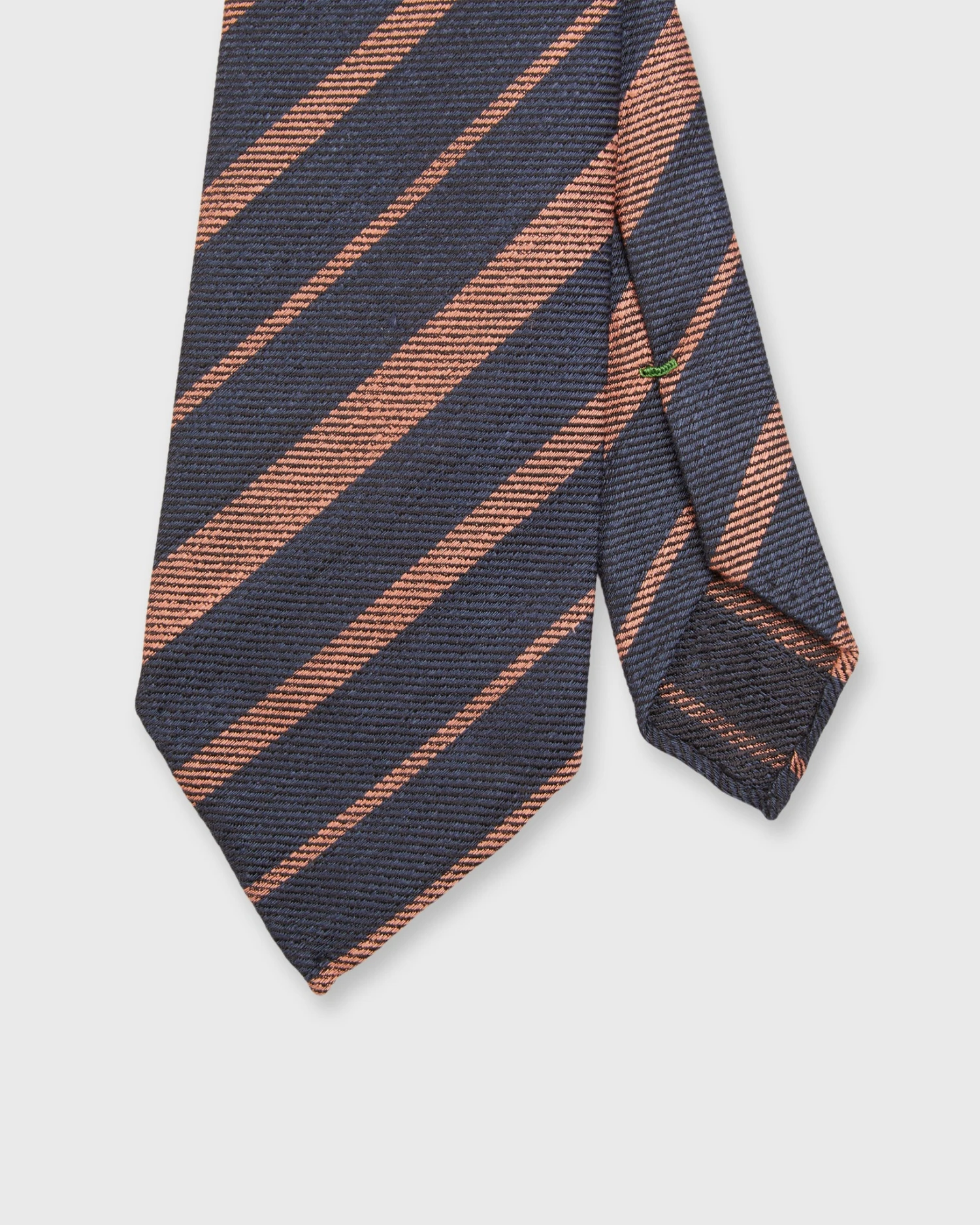 Linen/Silk Woven Tie In Navy/Orange Stripe 1 Linen/Silk Woven Tie In Navy/Orange Stripe
