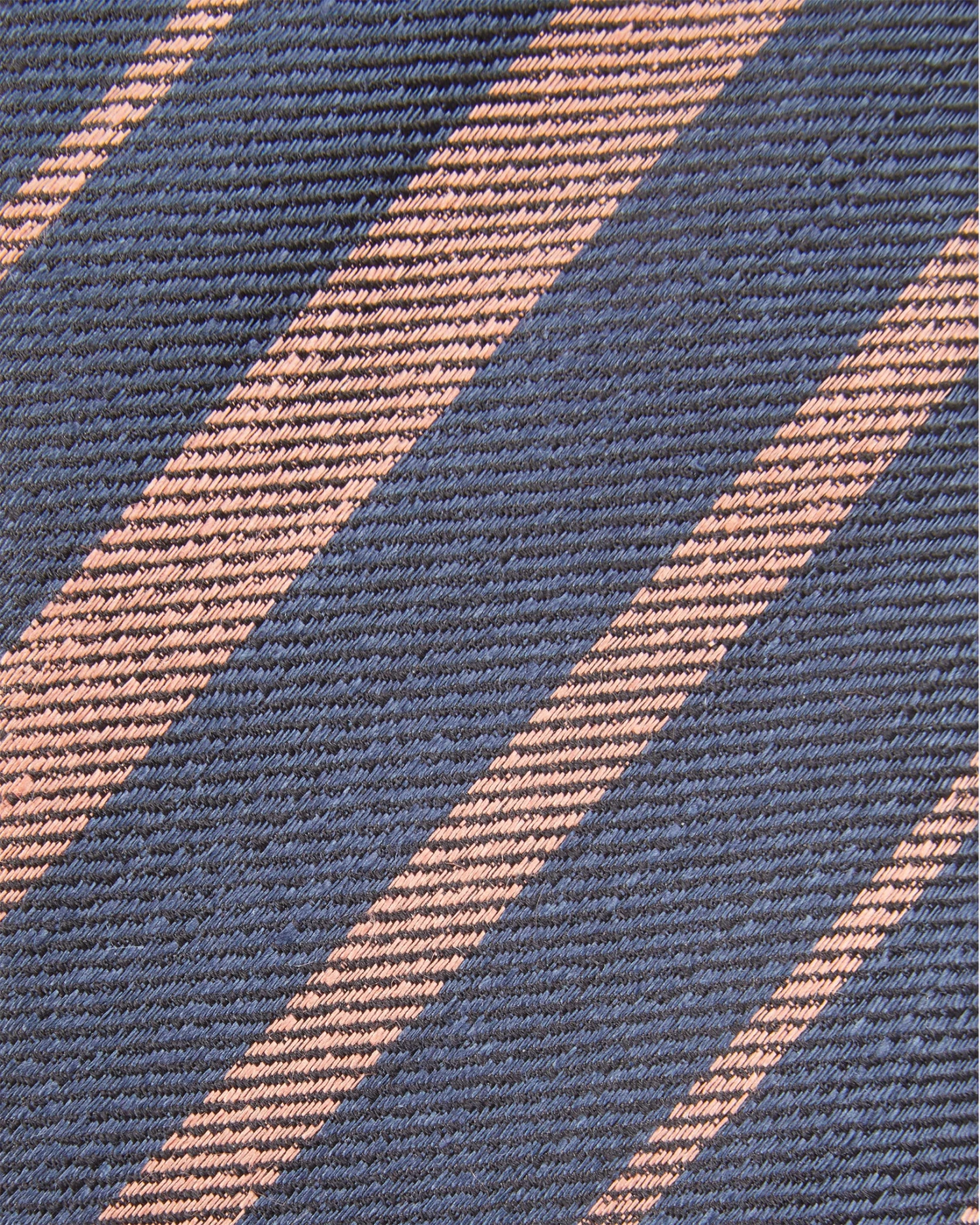 Linen/Silk Woven Tie In Navy/Orange Stripe 2 Linen/Silk Woven Tie In Navy/Orange Stripe - Image 2