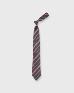 Linen/Silk Woven Tie In Navy/Orange Stripe 5 Linen/Silk Woven Tie In Navy/Orange Stripe -fashion s71343 96