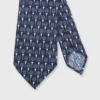 Silk Print Tie In Navy Golf Print